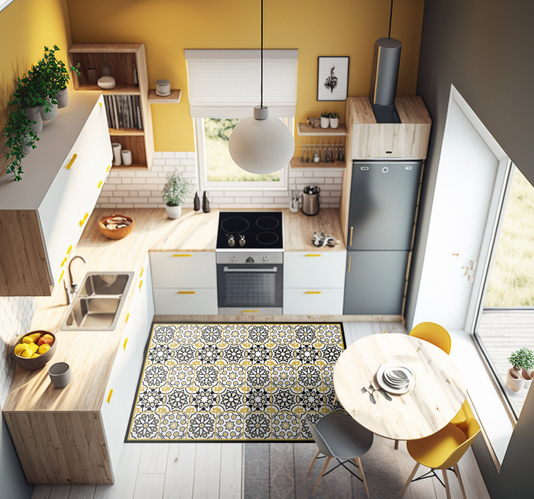 Alfombra hidráulica vinílica motivo portugués - TenVinilo