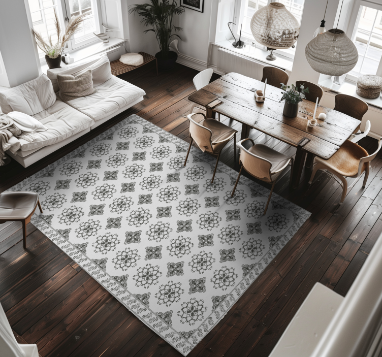 Alfombra vinilo comedor diseño floral vintage - TenVinilo