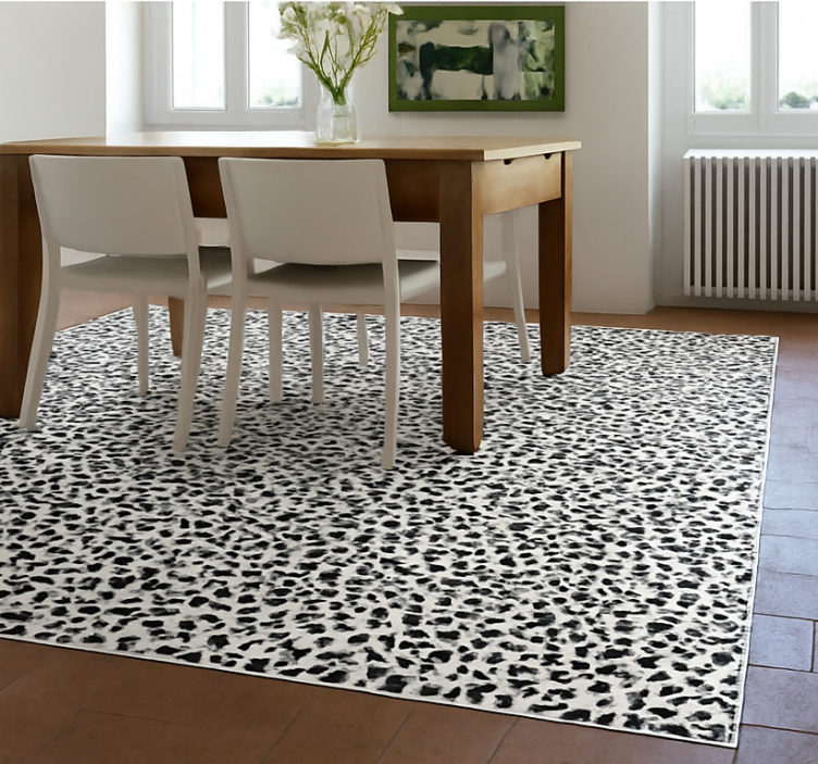 Alfombra vinílica comedor estampado de leopardo monocromático - TenVinilo