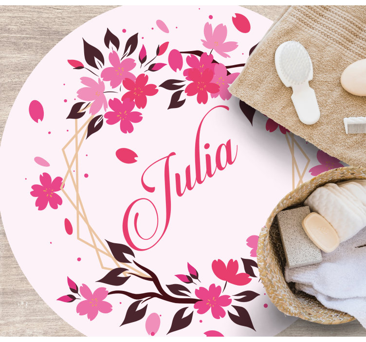 Alfombra vinílica dormitorio corona botánica con nombre - TenVinilo