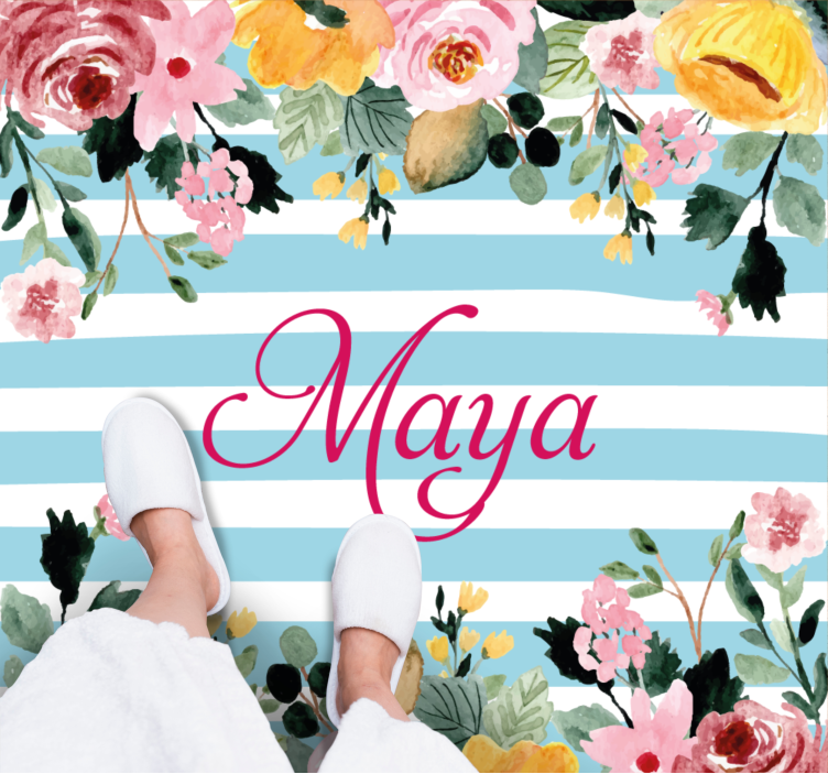 Alfombra vinílica dormitorio diseño botánico personalizado - TenVinilo