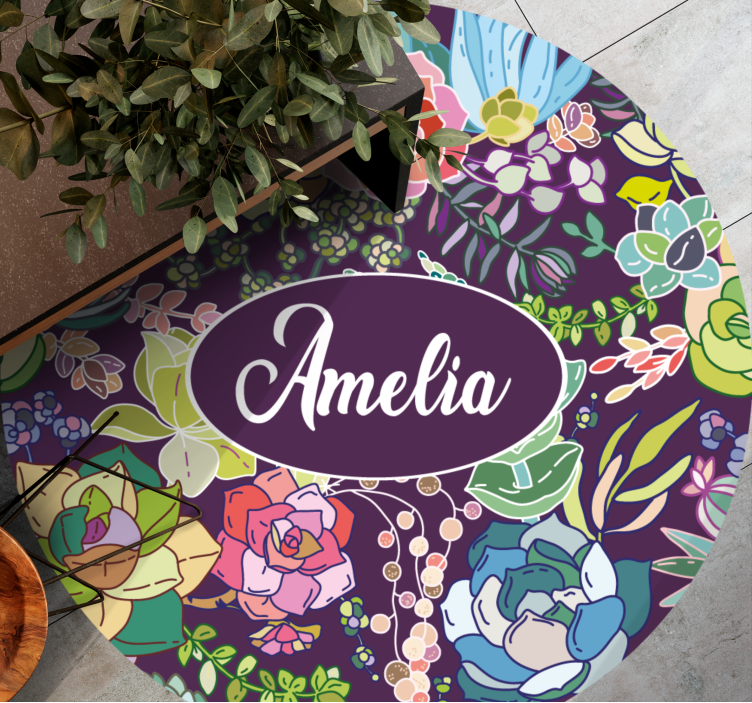 Alfombra vinílica dormitorio patrón floral personalizado - TenVinilo