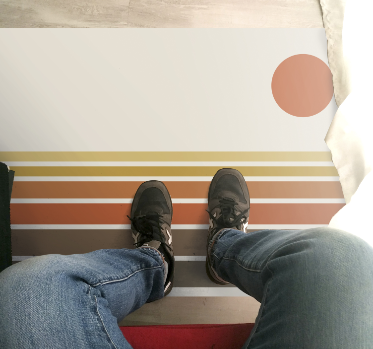 Alfombra vinílica dormitorio rayas atardecer - TenVinilo