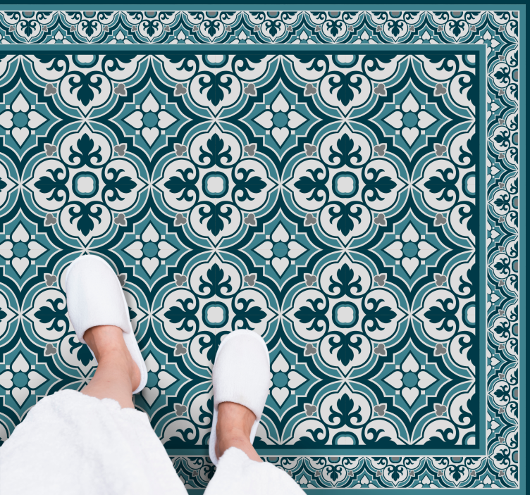 Alfombra hidráulica vinílica elegante motivo azul - TenVinilo