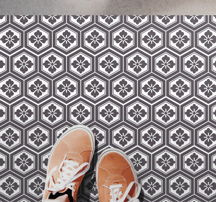 Alfombra vinílica efecto mármol elegante patrón hexagonal - TenVinilo