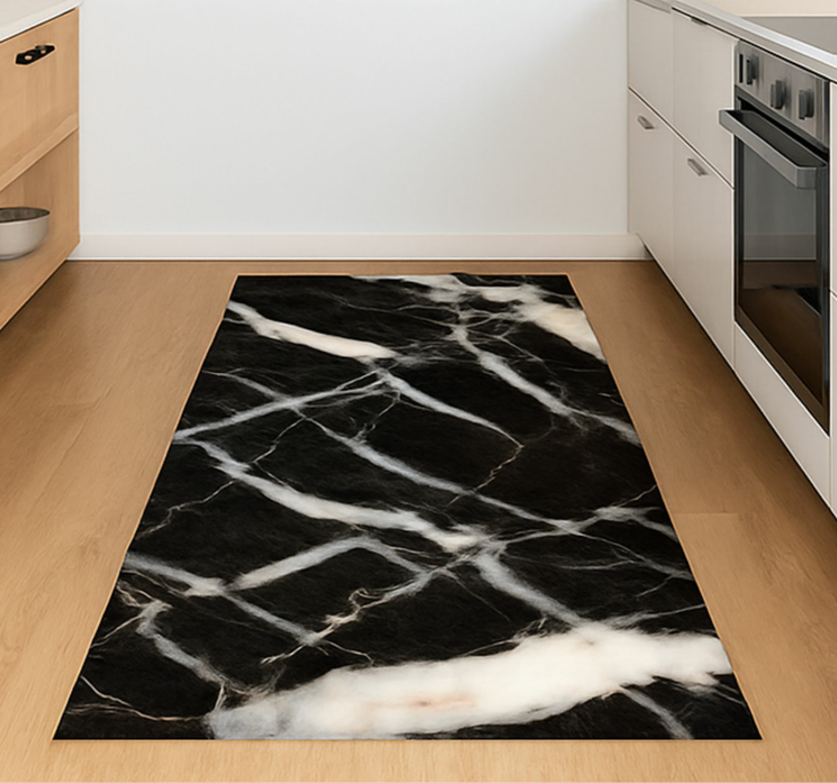 Alfombra vinílica efecto mármol estilo blanco y negro - TenVinilo