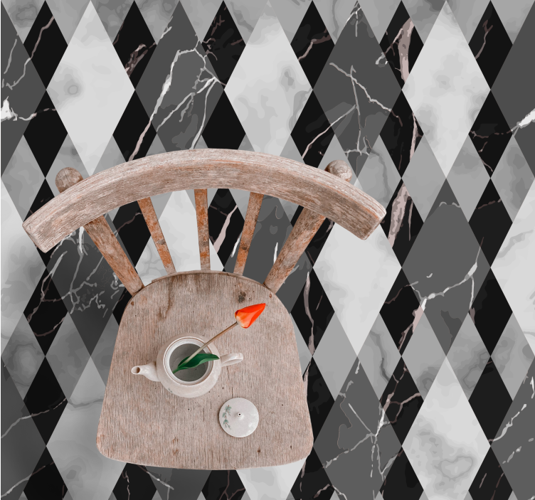 Alfombra vinílica efecto mármol patrón diamante - TenVinilo