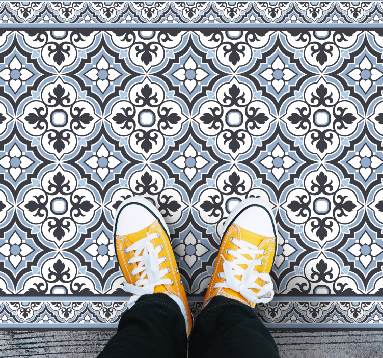 Alfombra vinílica efecto mármol patrón geométrico floral - TenVinilo