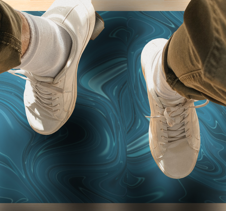 Alfombra vinílica efecto mármol tonos oceánicos - TenVinilo