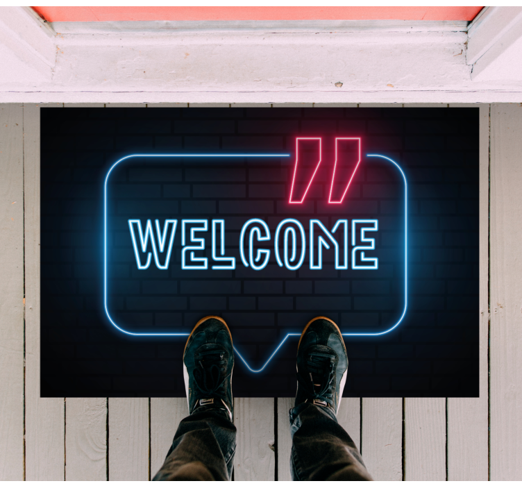 Alfombra vinílica entrada letrero azul neón - TenVinilo