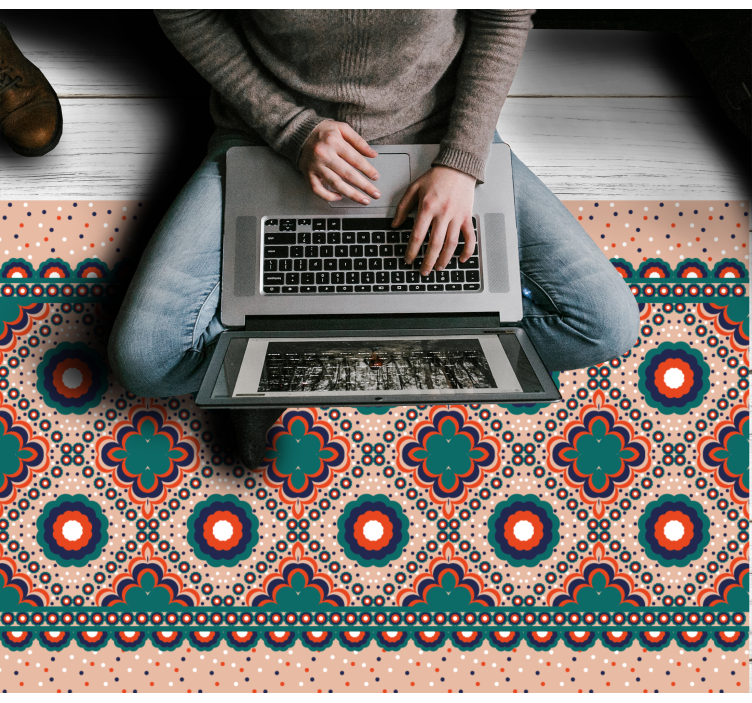 Alfombra vinílica étnica motivo floral atrevido - TenVinilo