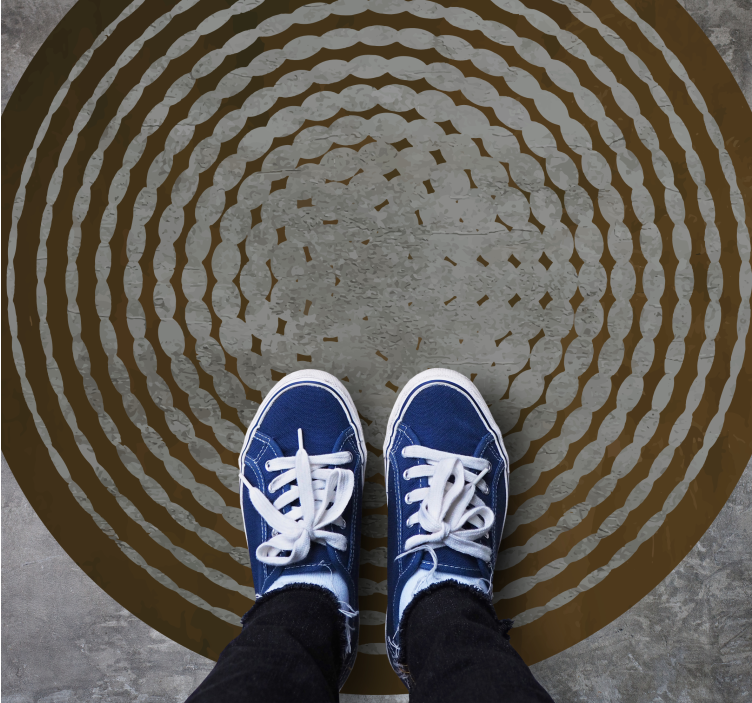 Alfombra vinilo exterior redonda marrón y gris - TenVinilo