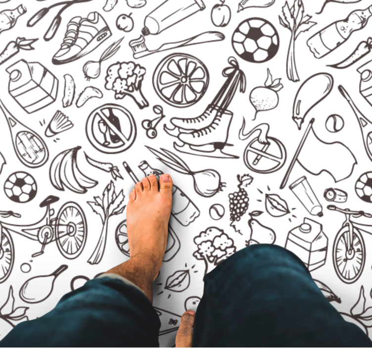 Alfombra vinilo exterior dibujos fitness - TenVinilo