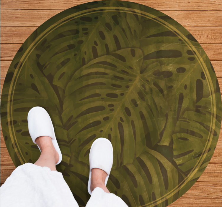 Alfombra vinílica flores hojas monstera - TenVinilo