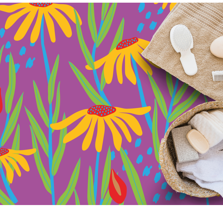 Alfombra vinílica flores arreglo botánico morado - TenVinilo