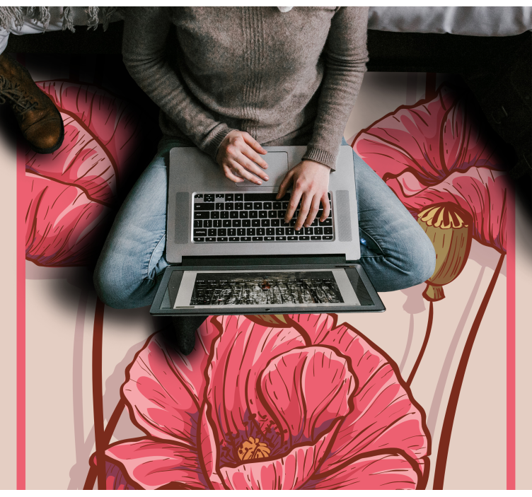 Alfombra vinílica flores diseño floral elegante - TenVinilo