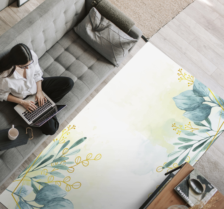 Alfombra vinílica flores elegancia con motivos botánicos - TenVinilo
