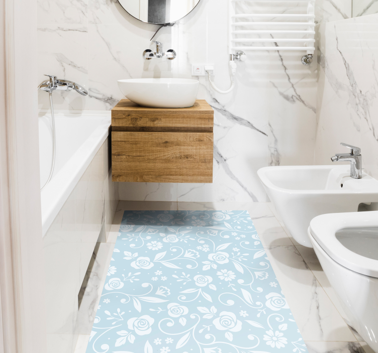 Alfombra vinílica flores estampado floral azul - TenVinilo