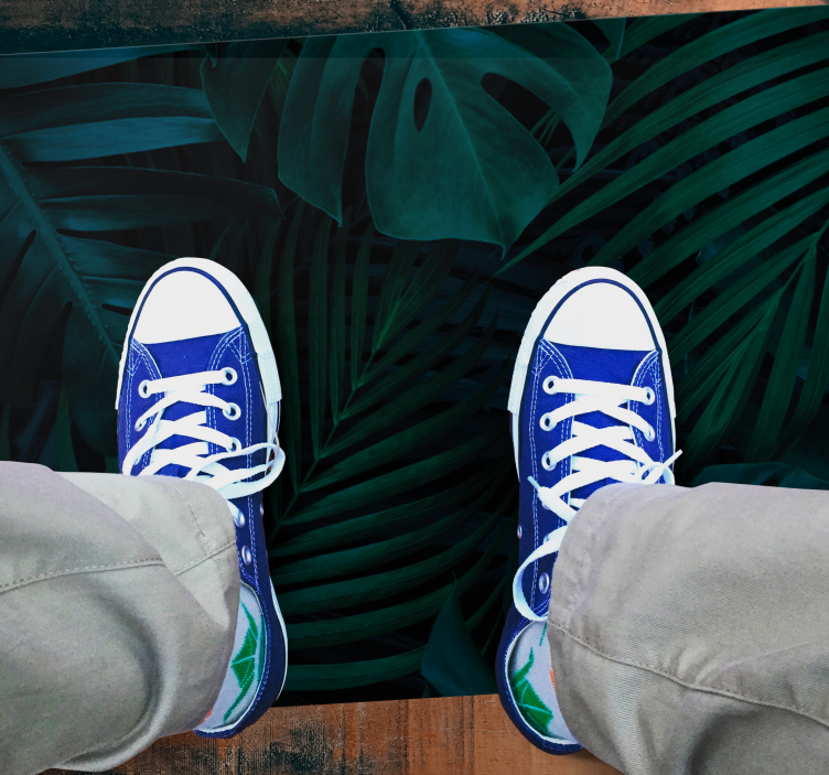 Alfombra vinilo flores follaje tropical - TenVinilo