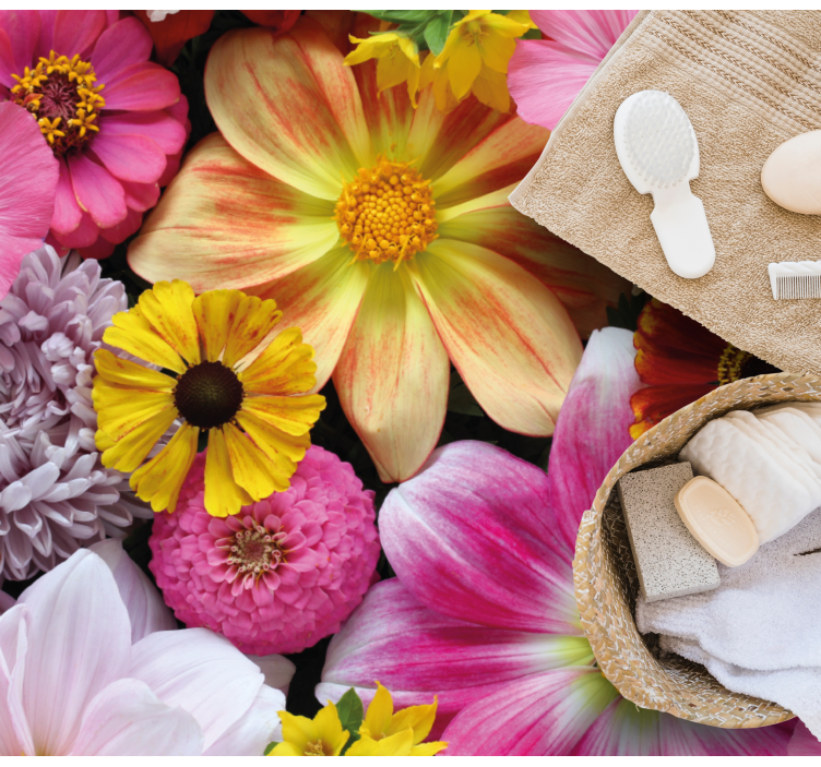 Alfombra vinílica flores hermoso arreglo realista - TenVinilo