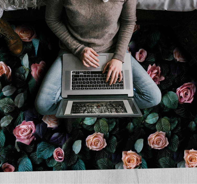 Alfombra vinilo flores imágenes botánicas florales - TenVinilo
