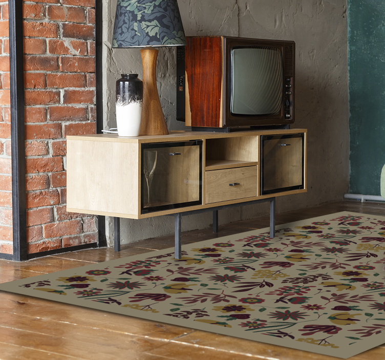 Alfombra vinílica flores motivos botánicos otoñales - TenVinilo