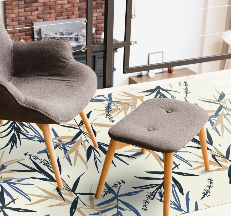 Alfombra vinílica flores patrón de bambú botánico - TenVinilo