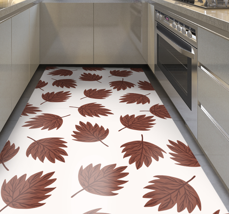 Alfombra vinílica flores patrón de hojas de otoño - TenVinilo
