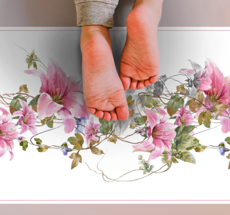 Alfombra vinílica naturaleza patrón de vid floral - TenVinilo