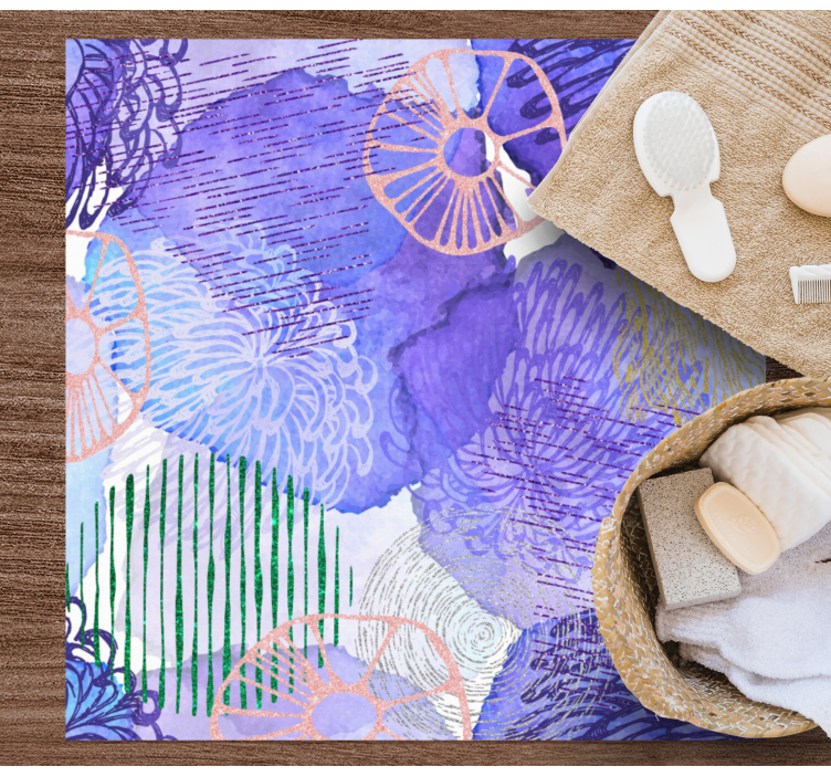 Alfombra vinilo baño patrones florales en espiral - TenVinilo