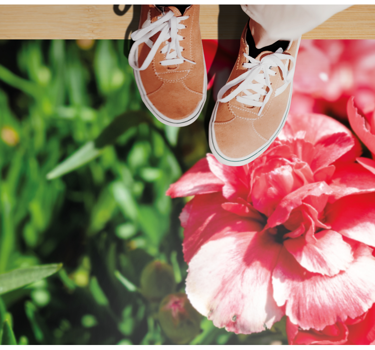 Alfombra vinílica flores rosas y vegetación - TenVinilo