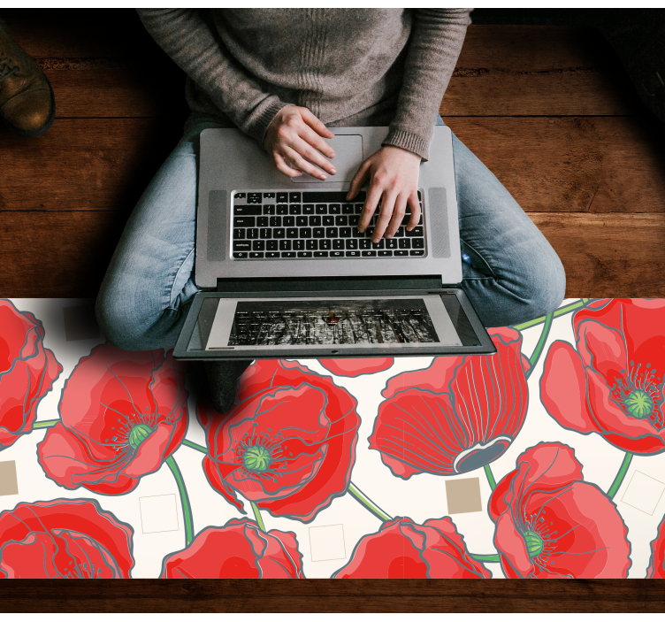 Alfombra vinílica flores sofisticación de flor carmesí - TenVinilo