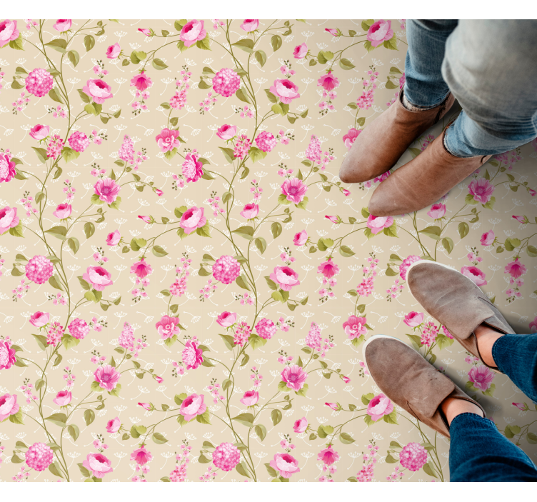 Alfombra vinilo flores superficie con motivos florales - TenVinilo