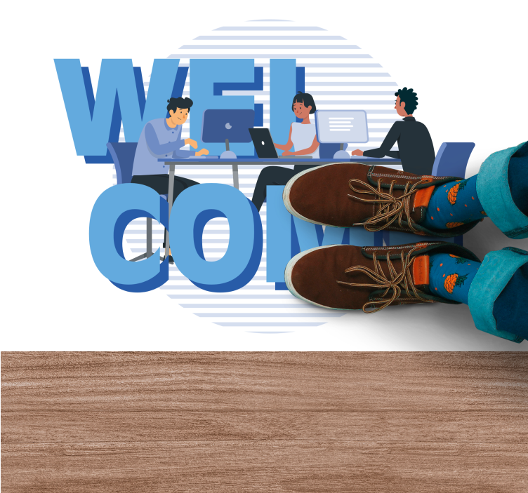 Alfombra vinilo frase bienvenido a la oficina - TenVinilo