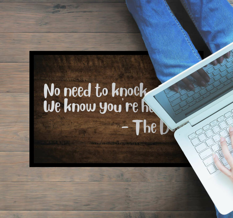 Alfombra vinílica frase entrada de cotización de bienvenida - TenVinilo