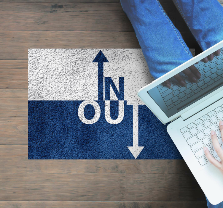 Alfombra vinílica frase entrada salida direccional - TenVinilo