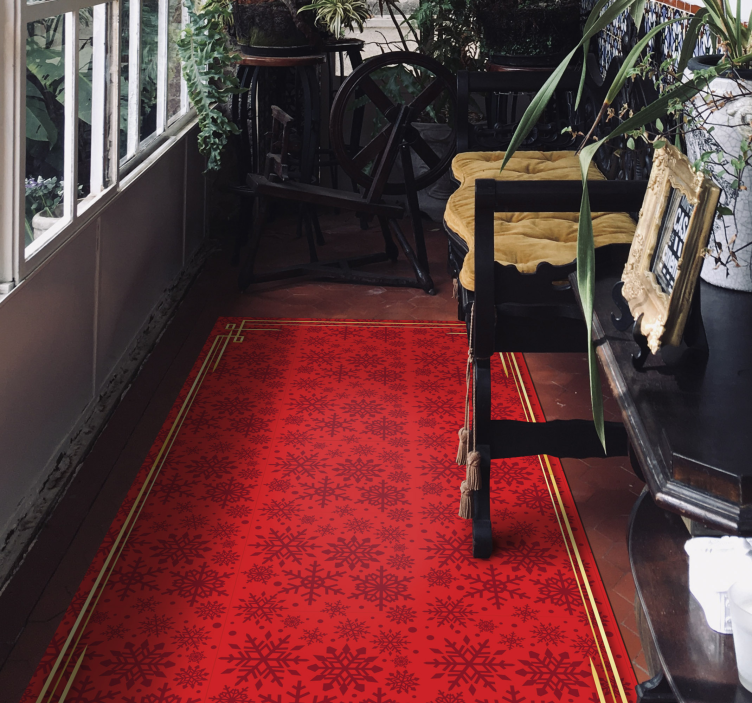 Alfombra vinílica frase patrón de copo de nieve adornado - TenVinilo