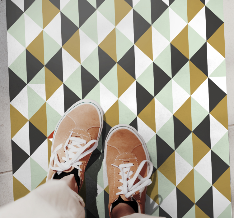Alfombra vinílica geométrica arreglo de mosaico triangular - TenVinilo
