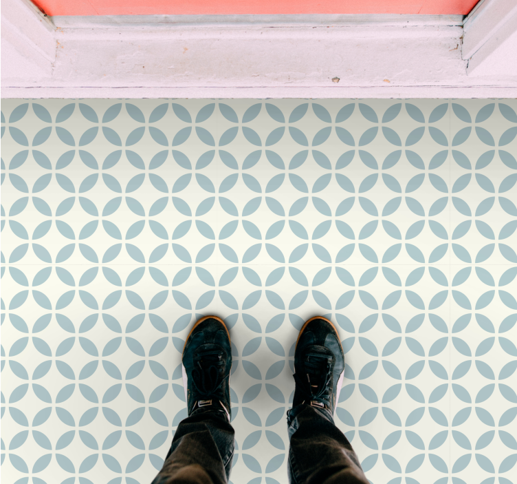 Alfombra hidráulica vinílica azulejo con patrón circular - TenVinilo