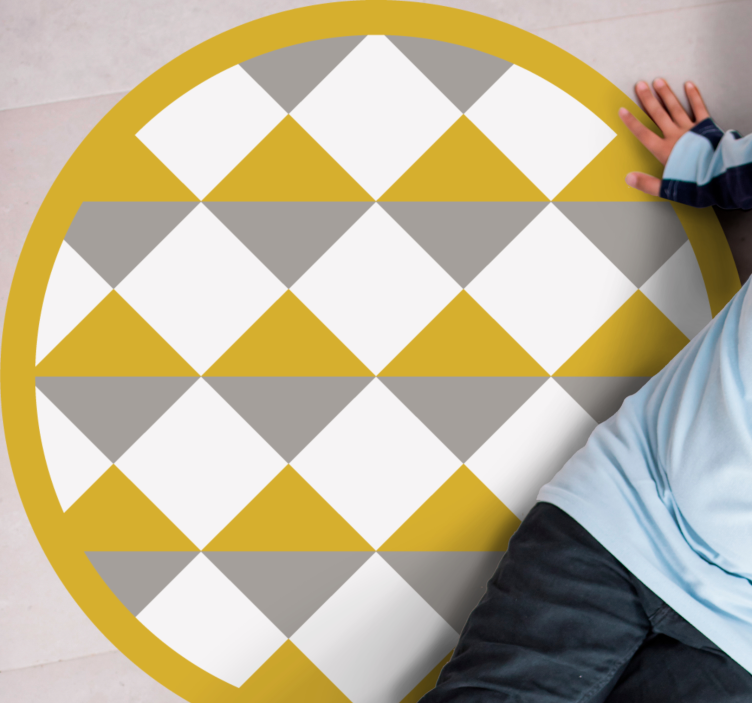 Alfombra vinílica geométrica círculo con patrón de diamante - TenVinilo