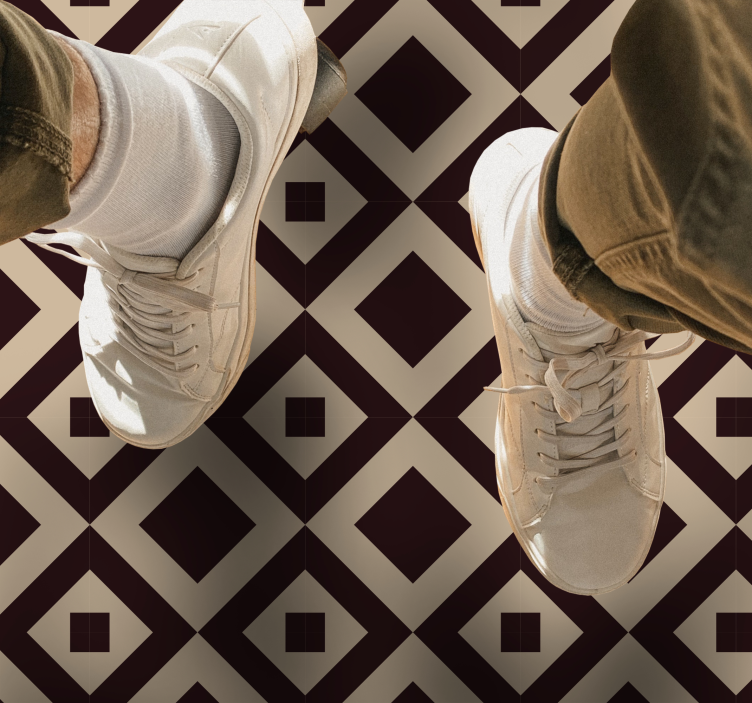 Alfombra vinílica geométrica con patrón de diamantes - TenVinilo