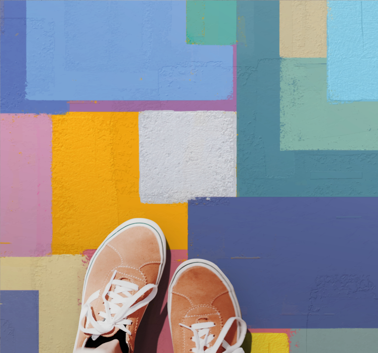 Alfombra vinílica geométrica cubos geométricos vibrantes - TenVinilo