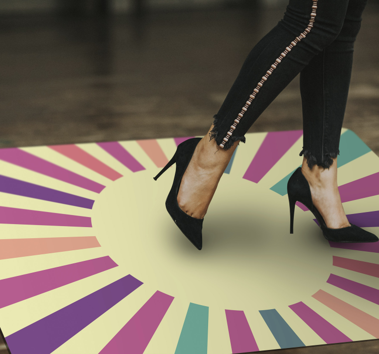 Alfombra vinílica geométrica diseño de líneas radiantes - TenVinilo