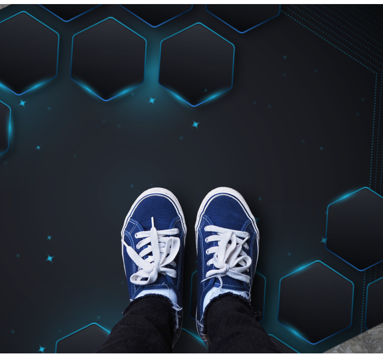 Alfombra vinílica geométrica diseño hexagonal azul - TenVinilo