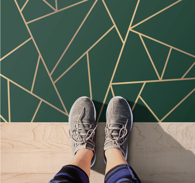 Alfombra vinílica geométrica líneas verdes elegantes - TenVinilo