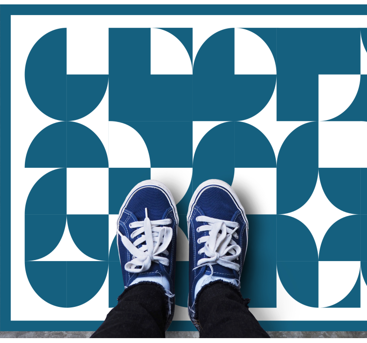 Alfombra vinílica geométrica motivo abstracto azul - TenVinilo