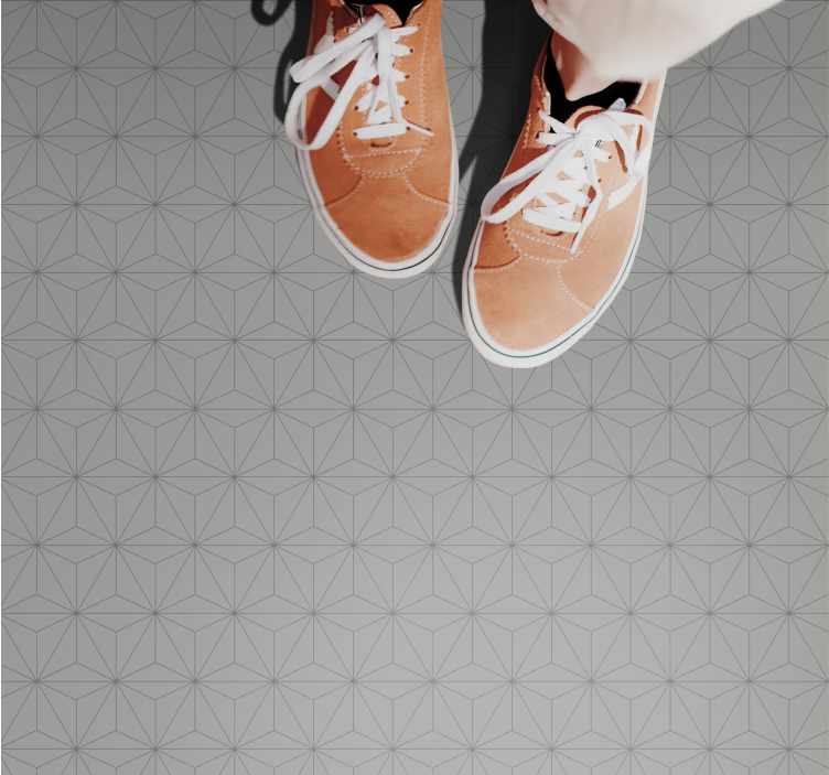 Alfombra hidráulica vinílica motivo geométrico gris - TenVinilo