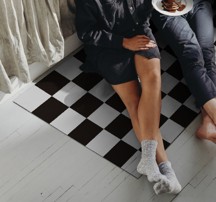 Alfombra vinílica geométrica patrón de cuadros - TenVinilo