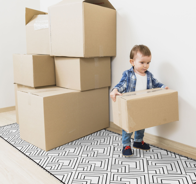 Alfombra vinílica geométrica patrón de laberinto geométrico - TenVinilo