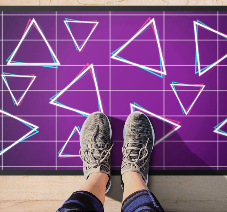 Alfombra vinílica geométrica patrón de triángulo vibrante - TenVinilo